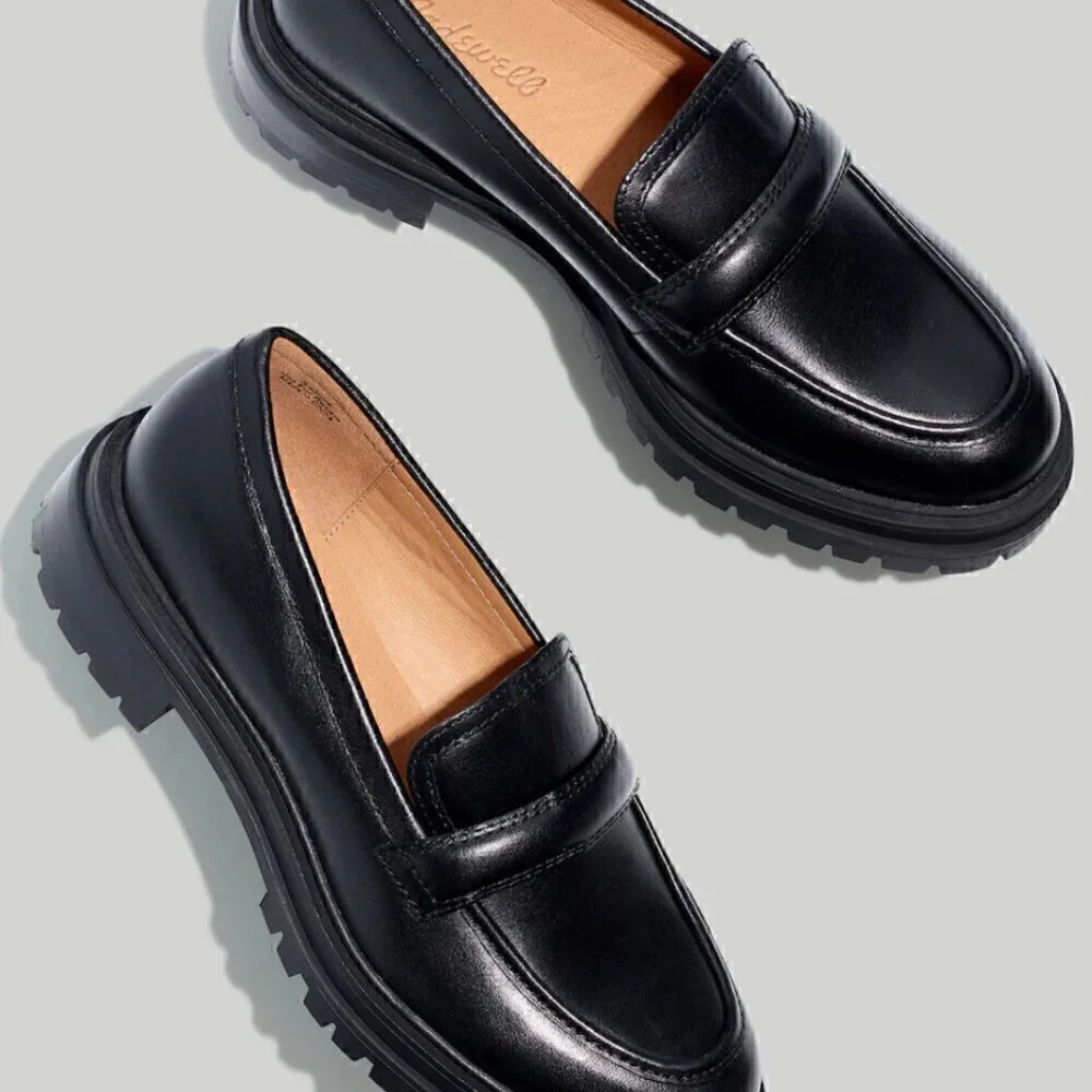 Madewell The Bradley Lugsole Loafer Black Leather EUC Size 8.5